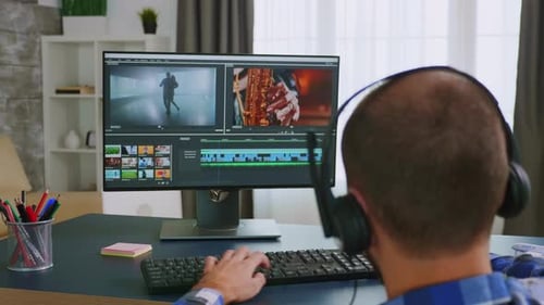 Video Editor Working at Home in Wheelchair