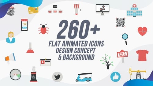 Flat Animated Icon Pack with Diverse Business and Environmental Themes