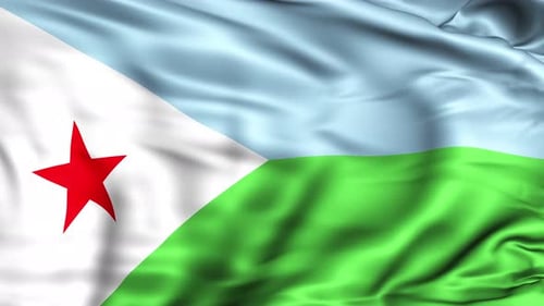 Djibouti Flag Waving Seamlessly Looping Realistic Fabric