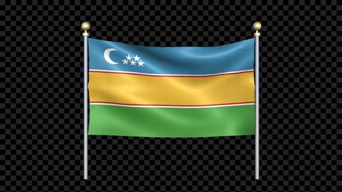 Flagge von Karakalpakstan winkt zweipolig geschlungen