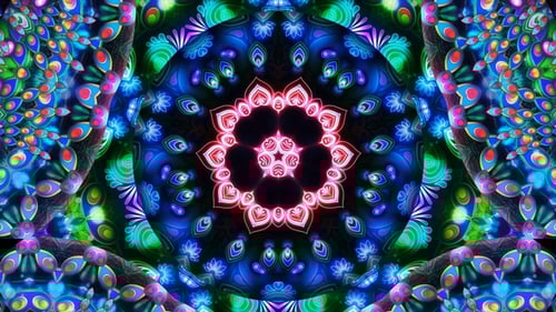Vibrant Psychedelic Kaleidoscope Mandala Abstract Loop Animation