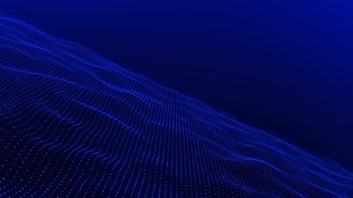 Fond de mouvement abstrait numérique à ondes de particules bleues.