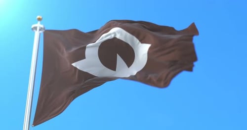 Realistic Shizuoka Prefecture Flag Waving Against Blue Sky