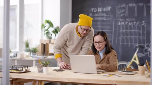Two Colleagues Collaborating in a Modern Office