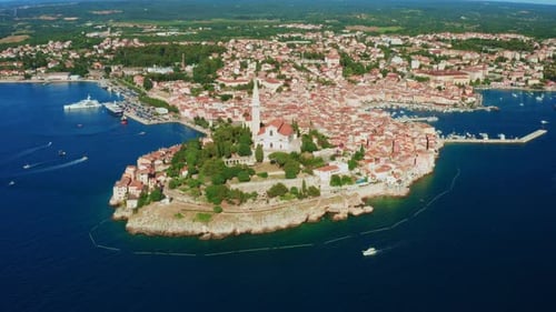 Rovinj City and Surroundings on Istria Peninsula Aerial