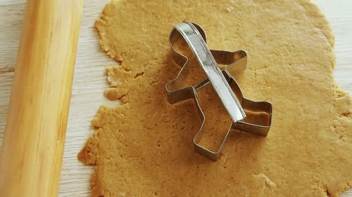 Rolled Dough and Gingerbread Man Cookie Cutter
