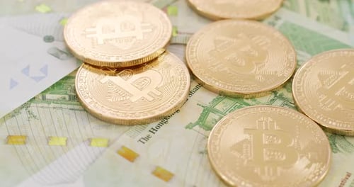 Bitcoin and Hong Kong banknote