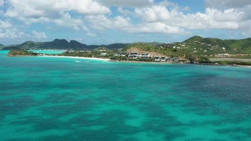 Drone footage of sand beach in the Caribbean