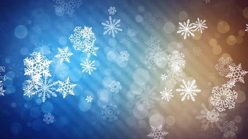 Falling Snowflakes Holiday Background Animation with Bokeh Lights
