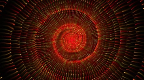 Abstract Red and Gold Glowing Spiral Particle Animation Loop