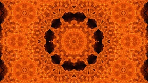 Abstract Fiery Kaleidoscope Pattern Loop Background