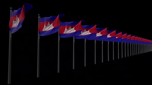 Cambodian Flag Waving 3D Animation