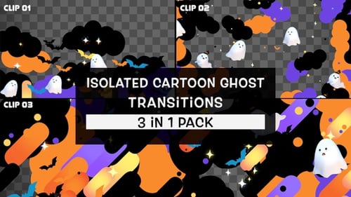 Animated Halloween Cartoon Ghost Transitions Pack