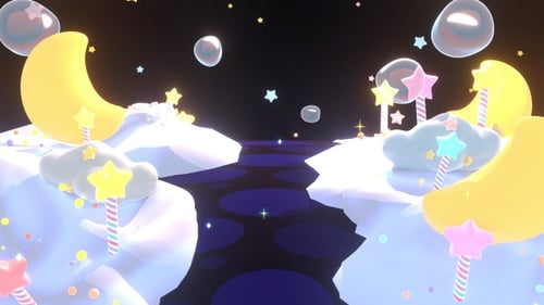 Sweet Dreamy Cartoon Moon and Stars Loop Background