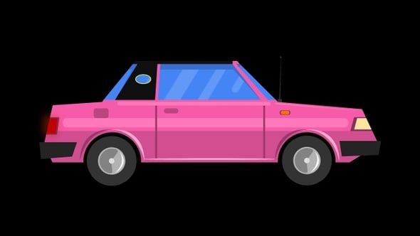 Flat Design Pink Car Blinking Headlights Winking Animation, Elements ...