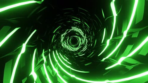 Green tunnel with hypnotic lines