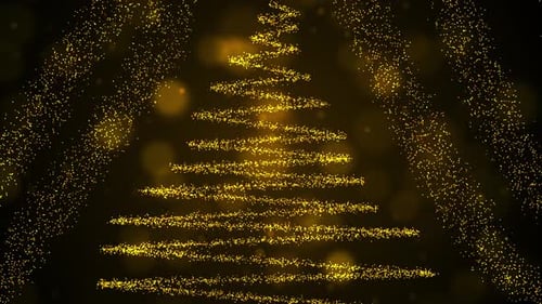 Golden Particle Christmas Tree Festive Celebration Animation