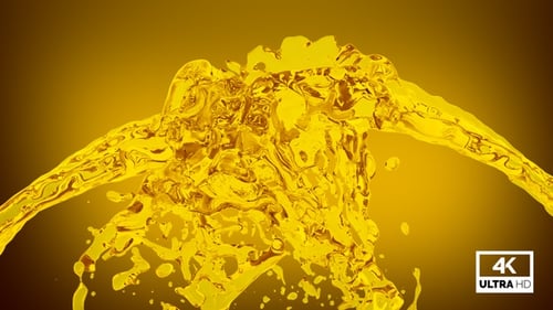 Golden Yellow Fluid Splash Transition with Alpha Channel