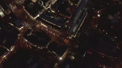 High Angle View of Buildings in Night City