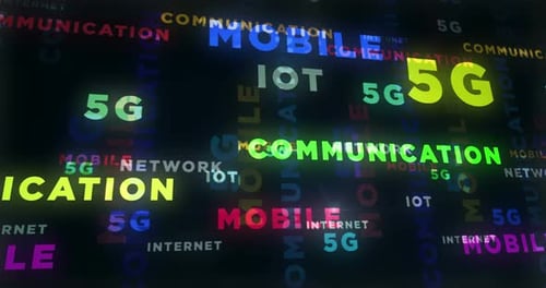abstraktes Konzept für 5G-Mobil- und Kommunikationstextschleife