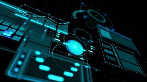 Futuristic HUD Interface with Animated Data Displays