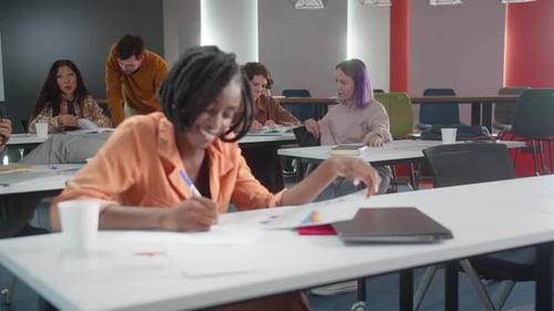 Diverse Group Studying Together in a Classroom