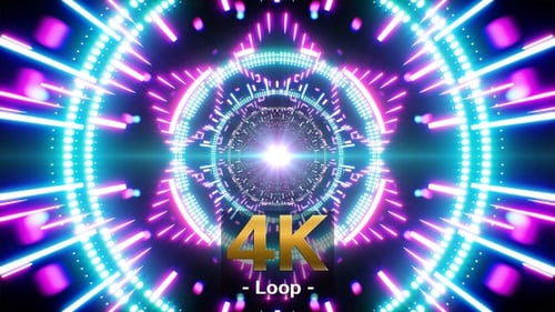 Futuristic Neon Light Tunnel Loop Background