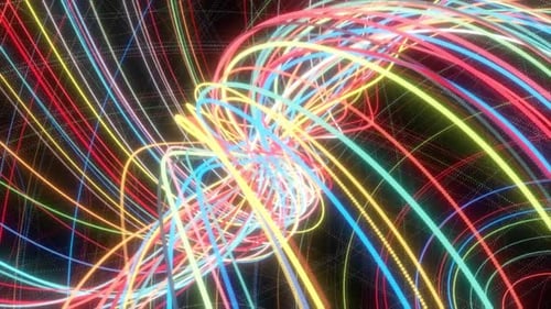 Glowing Particle Circle Motion Background, Glowing Particle Trail On Black Background, Animation Of