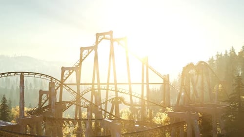 Old Roller Coaster at Sunset