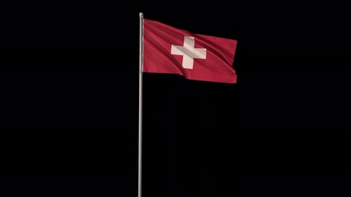 Realistic 3D Seamless Loop Waving Switzerland Flag