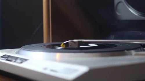 Small Musical Vinyl Record On The Player