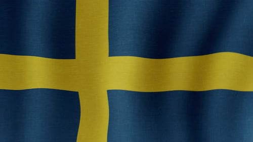 Animated Swedish National Flag Waving in the Wind