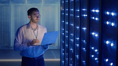 Male Server Engineer in Data Center