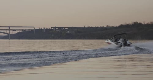Motorboat Speeding on a River