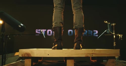 Crop Sound Designer Creating Soundtrack for Walking Robot