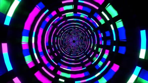 HD Looped 3D animation, seamless abstract glowing neon lamps. Futuristic background