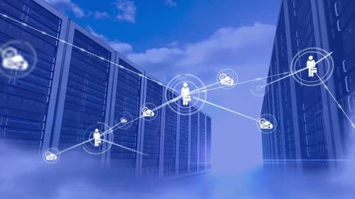 Animation of network of connections with people and share icons