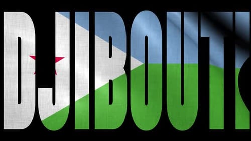 Djibouti Flag Waving Inside Text Title Animation