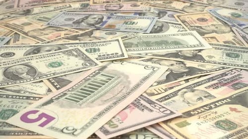 Falling Dollar Banknotes