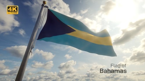 Bandera de las Bahamas en un asta de bandera - 4K