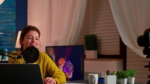 Young Adult Woman Doing a Broadcast