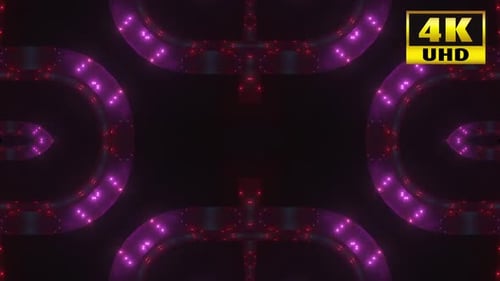 Seamless Loop Flying Through Neon Geometric Tunnel