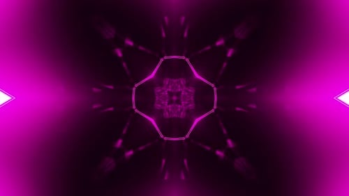 Flying in a tunnel with flashing red fluorescent lights. Kaleidoscope Infinitely looped animation.