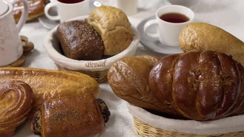 Variety of Fresh Baked Bread and Pastries