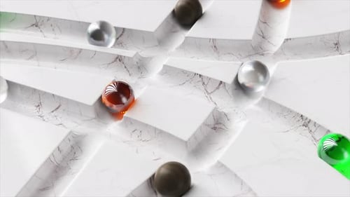 Abstract Geometric Marbles Rolling Through a Labyrinth