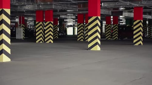 Abstract Columns in an Empty Parking Garage