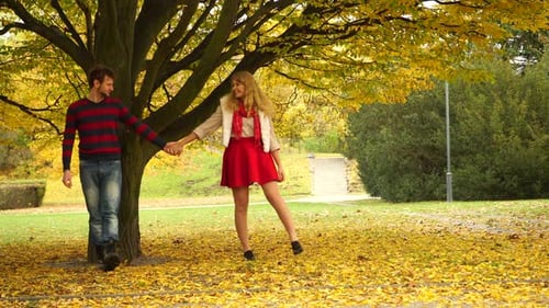 Couple In Love Enjoying Romantic Date In Park