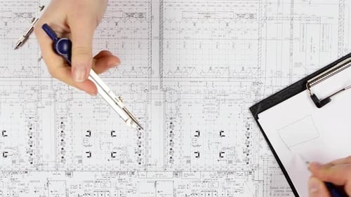 Les constructeurs résolvent des questions sur l'exactitude du dessin. Gros plan