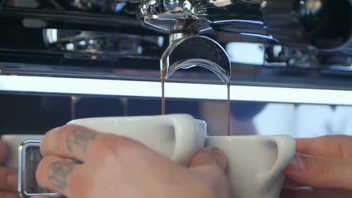 Espresso Machine Dispensing Two Shots of Espresso