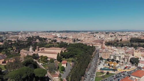 Aerial View of Rome Italy with Colosseum